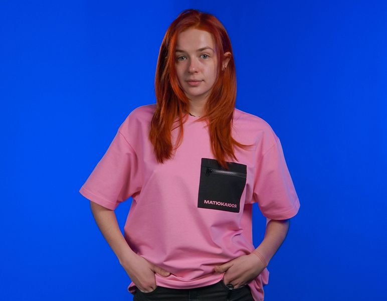 Oversize футболка «Матюкаюся»‎ Рожевий, XS 111-02-020 фото