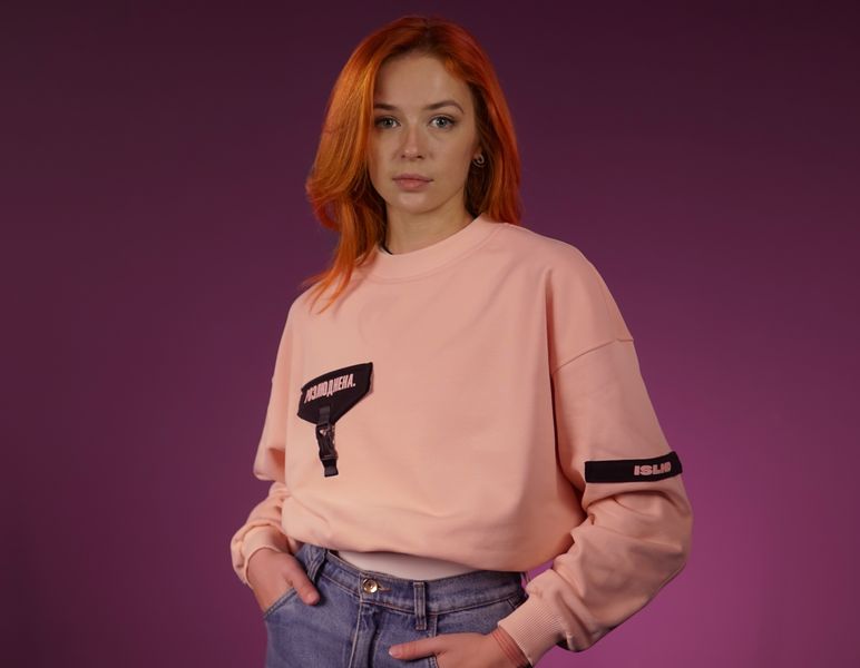 Women's sweatshirt "Rozliudnena", Light Pink, S 224-02-001 фото