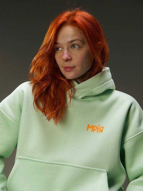 Oversize Худі на флісі &laquo;Мрія&raquo; пастельно зелене 2XL 222-10-004 фото