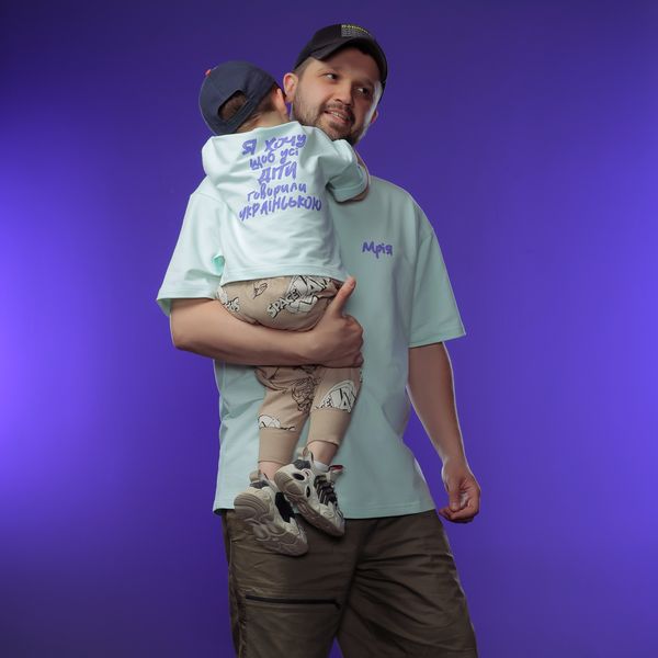 Дитяча oversize футболка «Мрія», М'ята, 1-2 роки 111-03-002 фото