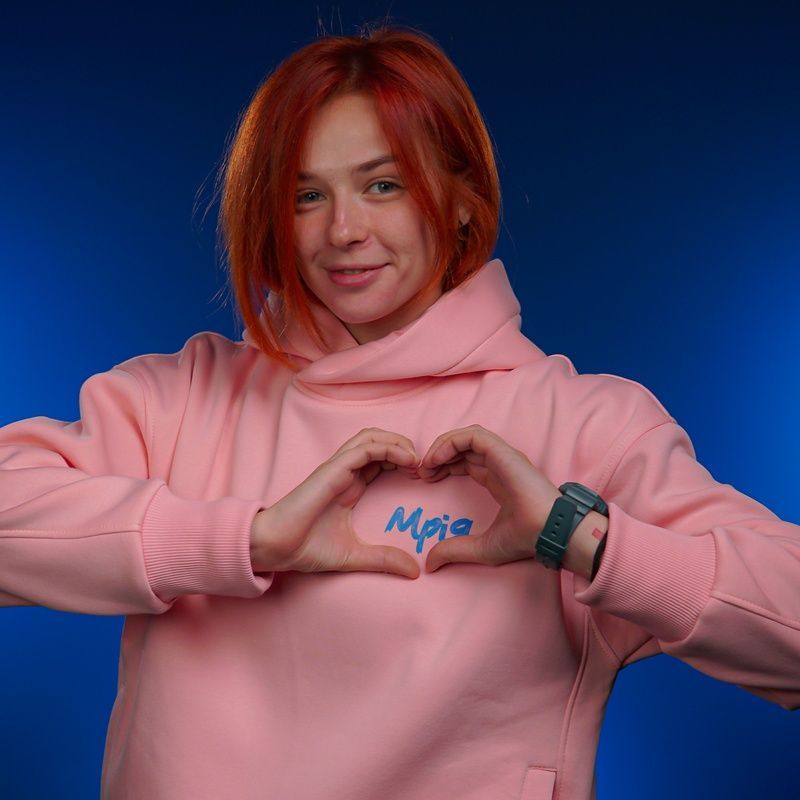 UNISEX Худі на флісі зимовий Oversize &laquo;Мрія&raquo;,&lrm; Рожевий, L-XL 222-10-002 фото