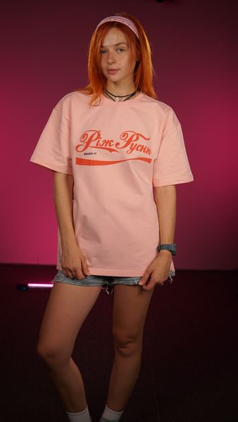 Oversized T-shirt Enjoy It "Cut the Russian" , Pink, XS 111-02-016 фото