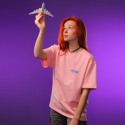 Oversize футболка «Мрія», Рожевий, XS 112-02-020 фото