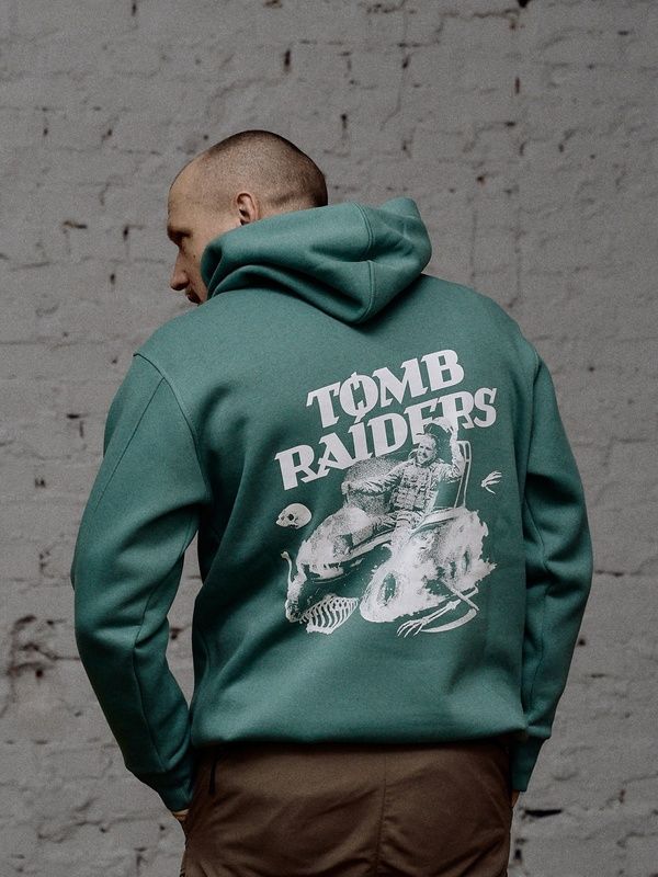 Oversize худі на флісі &laquo;Tomb Raiders&raquo; кольору морська хвиля, XS 222-10-002 фото