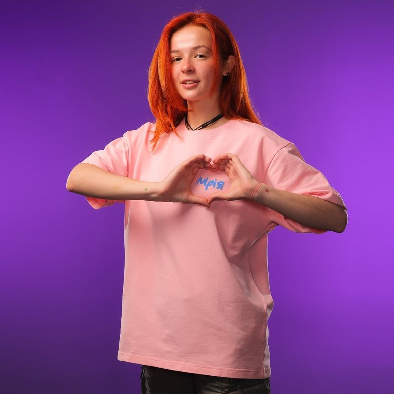 Oversize футболка &laquo;Мрія&raquo;, Рожевий, L/XL 112-02-020 фото