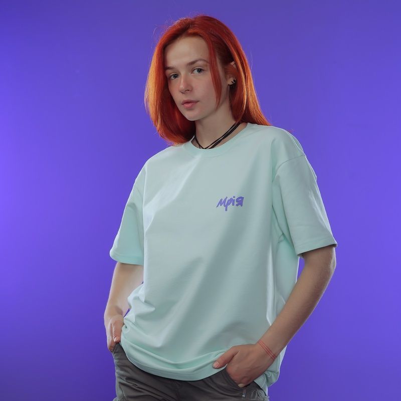 Oversize футболка &laquo;Мрія&raquo;, М'ята, L/XL 112-02-020 фото