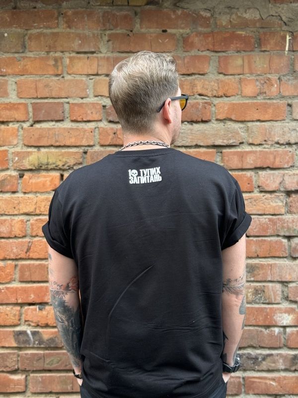 Oversize T-shirt "10 stupid questions", Black, XS 111-01-012 фото
