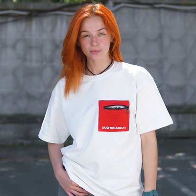 Oversize футболка «Матюкаюся»‎ Молочний, XS 111-02-020 фото
