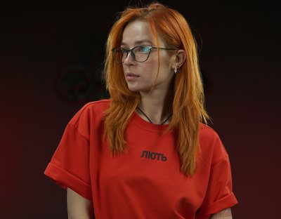 Oversize футболка «Лють», Червоний, XXL 111-02-001 фото