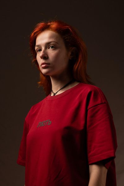 Oversize футболка «Лють», Бордовий, XS 111-02-001 фото