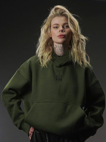 UNISEX Худі на флісі зимовий Oversize &laquo;Тризуб F16&raquo;&lrm;, Хакі, 2XL 222-10-001 фото