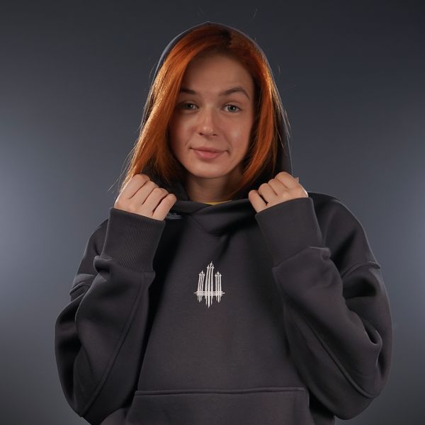 UNISEX Худі на флісі зимовий Oversize «Тризуб F16»,‎ Сірий, XS 222-10-001 фото