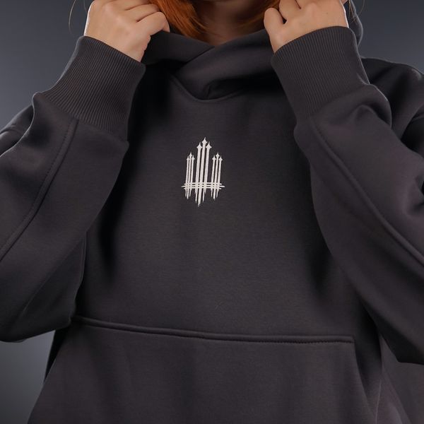 UNISEX Худі на флісі зимовий Oversize «Тризуб F16»,‎ Сірий, XS 222-10-001 фото