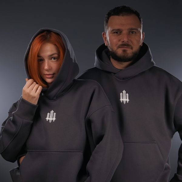 UNISEX Худі на флісі зимовий Oversize «Тризуб F16»,‎ Сірий, XS 222-10-001 фото