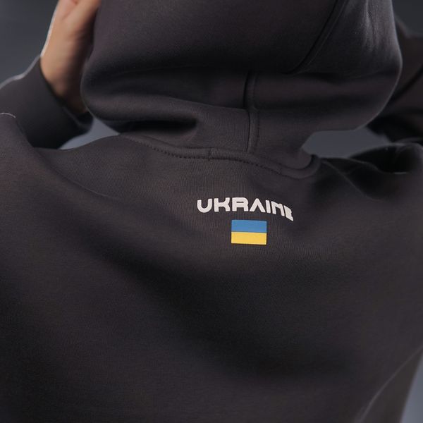 UNISEX Худі на флісі зимовий Oversize «Тризуб F16»,‎ Сірий, XS 222-10-001 фото