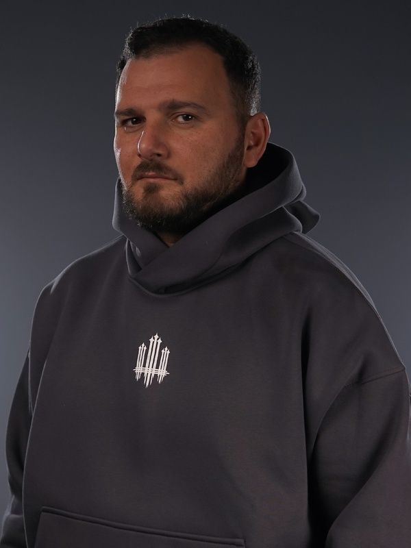 UNISEX Худі на флісі зимовий Oversize &laquo;Тризуб F16&raquo;,&lrm; Графіт, XS 222-10-001 фото