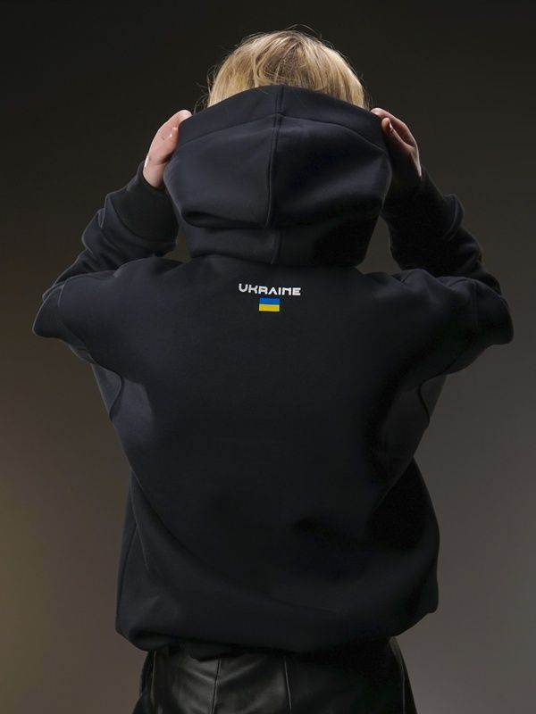 UNISEX Худі на флісі зимовий Oversize &laquo;Сонце Донбасу&raquo;,&lrm; Графіт, S-M 222-10-011 фото