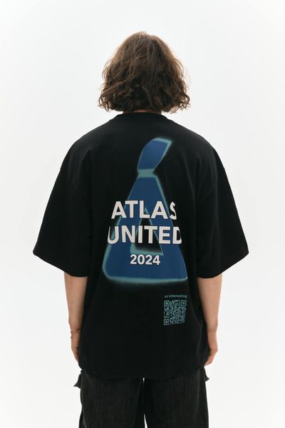 Oversized T-shirt Atlas United 24, Black, S/M 212-02-026 фото