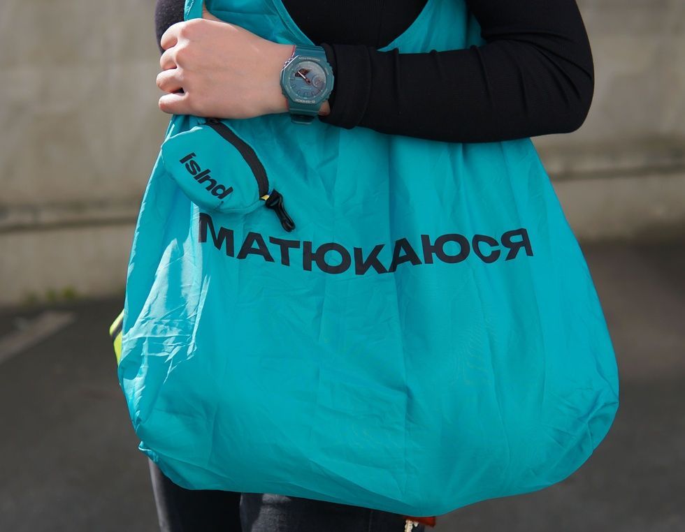Сумка &ndash; шопер &laquo;Матюкаюся&raquo; з океанічного пластику ♻️&lrm;, Бірюзовий 666-06-001 фото
