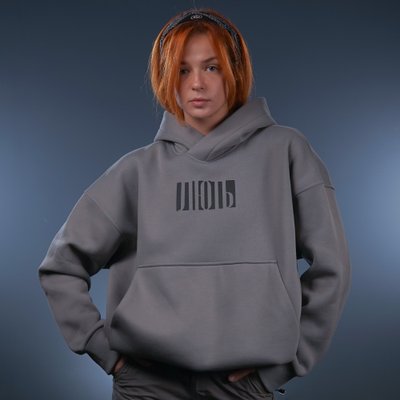 UNISEX Худі на флісі зимовий Oversize «Лють»,‎ Сірий, XS 222-15-223 фото