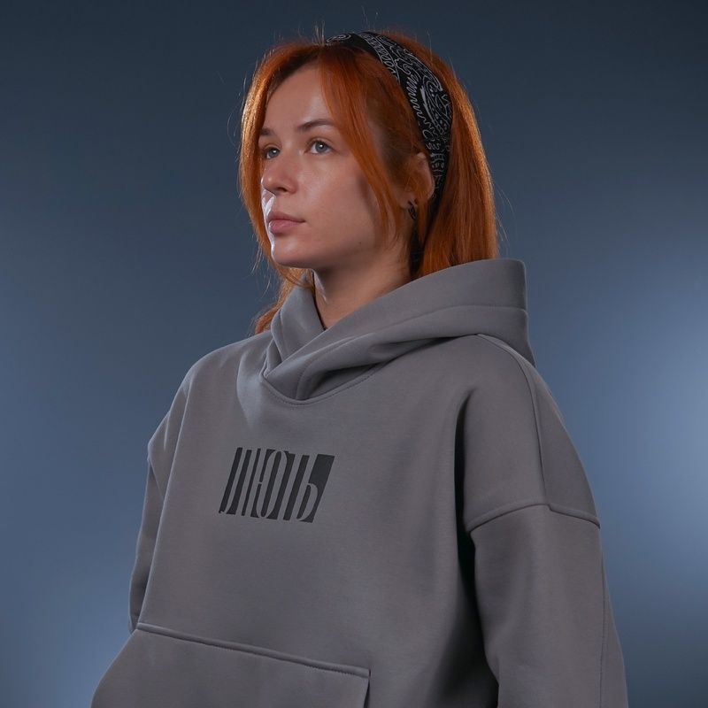 UNISEX Худі на флісі зимовий Oversize &laquo;Лють&raquo;,&lrm; Сірий, XS 222-15-223 фото