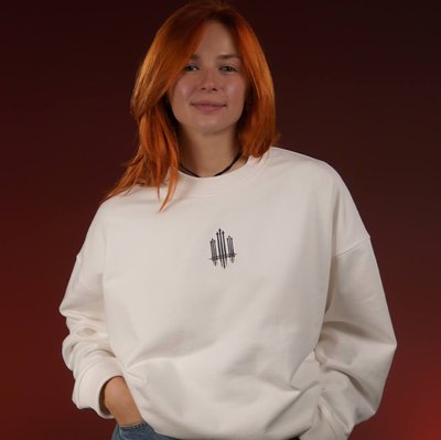 Sweatshirt "Trident F16" with the inscription Ukraine on the back, Milk, XS 222-05-002 фото