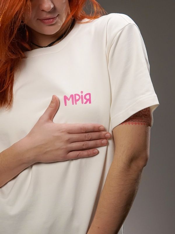 Oversize футболка &laquo;Мрія&raquo; молочна S/M 112-02-021 фото