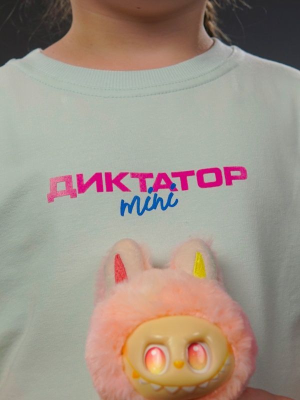 Children's oversize T-shirt "Dictator mini", Mint, 4-5 years 112-02-020 фото