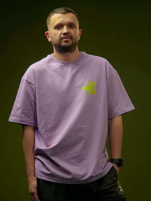 Oversized T-shirt "Decision-Making Center", Purple, XS 112-02-010 фото